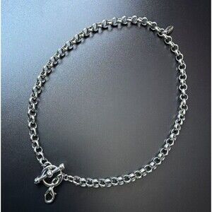 JEWEL KADE Rolo Chain Charm Necklace 16” Toggle & Lobster Clasp, Silver Tone